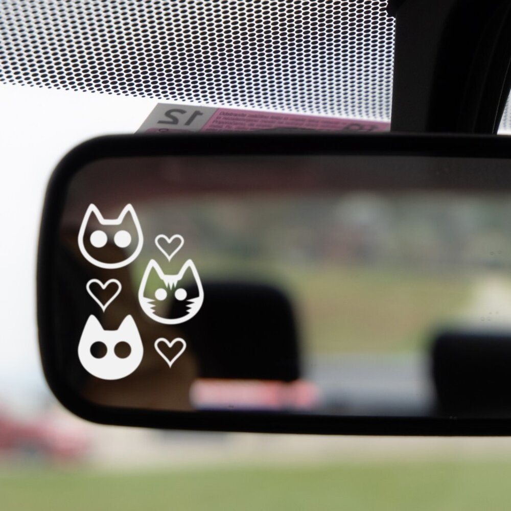 Cat Car Mirror Decal/Sticker